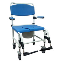 Aluminum Bariatric Rehab Shower Commode Chair with Two Rear-Locking Casters Aluminum Bariatric Rehab Shower Commode Chair with Two Rear-Locking Casters