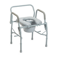 Steel Drop Arm Bedside Commode with Padded Seat and Arms Steel Drop Arm Bedside Commode with Padded Seat and Arms