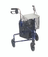 3 Wheel Rollator Rolling Walker with Basket Tray and Pouch, Flame Blue 3 Wheel Rollator Rolling Walker with Basket Tray and Pouch, Flame Blue