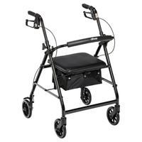 Rollator Rolling Walker with 6" Wheels, Fold Up Removable Back Support and Padded Seat, Black Rollator Rolling Walker with 6" Wheels, Fold Up Removable Back Support and Padded Seat, Black