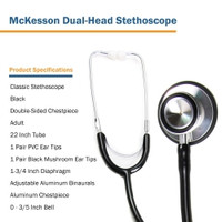 General Exam Stethoscope BASIC Black 1-Tube 22 Inch Tube Double Sided Chestpiece (M-1007587)