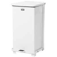 Trash Can Rubbermaid® Defenders® 12 gal. Square White Steel Step On,71005  (1/EA)