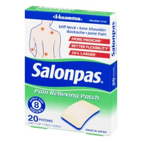 Topical Pain Relief Salonpas® 3.1% - 6% - 10% Strength Camphor / Menthol / Methyl Salicylate Patch 20 per Box (M-1017478)