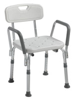 Bath Bench drive™ Padded Removable Arms Aluminum Frame With Backrest 16 Inch Seat Width,71250  (1/EA)