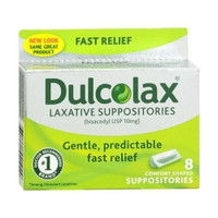 Laxative Dulcolax® Suppository 8 per Box 10 mg Strength Bisacodyl USP,71476  (1/BX)
