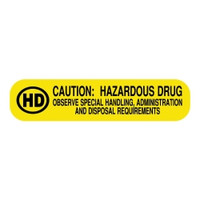 Pre-Printed Label UAL™ Warning Label Yellow Paper Caution: Hazardous Drug Black Syringe Label 3/8 X 1-5/8 Inch,72897  (1000/RL)