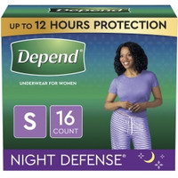 Female Adult Absorbent Underwear Depend® Night Defense® Pull On with Tear Away Seams Small Disposable Heavy Absorbency (M-1163804)