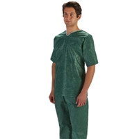 Scrub Shirt Simply Soft® Small Green / White Without Pockets Short Sleeve Unisex (M-1177396)
