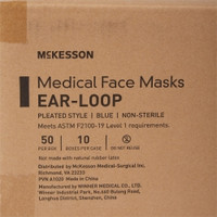Procedure Mask McKesson Pleated Earloops One Size Fits Most Blue NonSterile ASTM Level 1 Adult (M-1196784)
