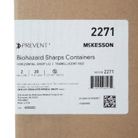 Sharps Container McKesson Prevent® Translucent Red Base 9-1/4 H X 10 W X 6 D Inch Horizontal Entry 2 Gallon (M-1202201)