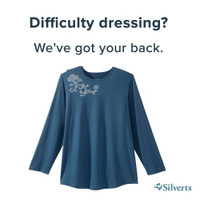 Adaptive Shirt Silverts® X-Large Navy Blue Without Pockets Long Sleeve Female (M-1219545)