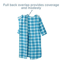 Patient Exam Gown Silverts® Medium Turquoise Plaid Reusable (M-1219577)