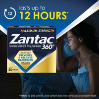 Antacid Zantac 360°® Maximum Strength 20 mg Strength Tablet 50 per Bottle (M-1230702)