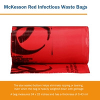 Infectious Waste Bag McKesson 10 to 15 gal. Red Bag Polymer Film 24 X 32 Inch (M-400460)