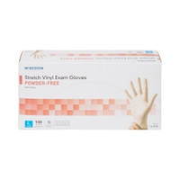 Exam Glove McKesson Large NonSterile Stretch Vinyl Standard Cuff Length Smooth Ivory Not Rated (M-409744)