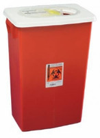 Sharps Container SharpSafety™ Red Base 26 H X 18-1/4 W X 12-3/4 D Inch Horizontal / Vertical Entry 18 Gallon (M-420049)