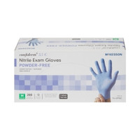 Exam Glove McKesson Confiderm® 3.5C Medium NonSterile Nitrile Standard Cuff Length Textured Fingertips Blue Chemo Tested (M-765875)