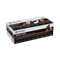 Exam Glove Black-Fire* Medium NonSterile Nitrile Standard Cuff Length Textured Fingertips Black / Orange Fentanyl Tested  (1/BX)