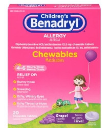 Itch Relief Children's Benadryl® 12.5 mg Strength Tablet 20 per Bottle Bottle  (20/CT)