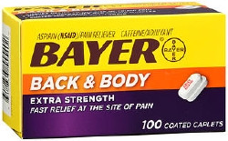 Pain Relief Bayer® 500 mg - 32.5 mg Strength Aspirin Caplet 100 per Box  (100/BX)
