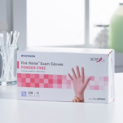 Exam Glove McKesson Pink Nitrile® X-Large NonSterile Nitrile Standard Cuff Length Textured Fingertips Pink Not Rated  (230/BX)