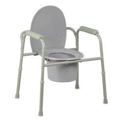 Commode Chair McKesson Fixed Arms Steel Frame Back Bar 13-3/4 Inch Seat Width  (4/CS)