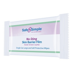 Skin Barrier Wipe Safe N Simple™ No-Sting 60% / 20% Strength Purified Water / Polyvinylpyrrolidone / Glycerin / Propylene Glycol Individual Packet Large NonSterile  (25/BX)