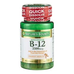 Vitamin Supplement Nature's Bounty® Vitamin B12 2500 mcg Strength Tablet 75 per Bottle  (1/BT)