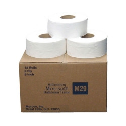 Toilet Tissue Millennium Mor-soft™ White 2-Ply Jumbo Size Cored Roll Continuous Sheet 9 Inch X 700 Foot  (12/CS)