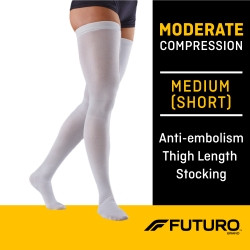 Anti-embolism Stocking 3M™ Futuro™ Thigh High Medium / Short White Closed Toe  (1/PR)