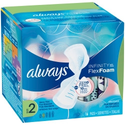 Feminine Pad Always® Infinity with Flex Foam Maxi with Wings Super Absorbency  (16/BX)