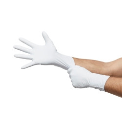 Exam Glove LifeStar™ EC Large NonSterile Nitrile Extended Cuff Length Textured Fingertips White / Blue Fentanyl Tested  (100/BX)