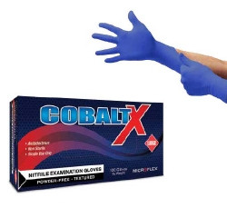 Exam Glove Cobalt® X Large NonSterile Nitrile Standard Cuff Length Fully Textured Blue Not Rated  (1000/CS)