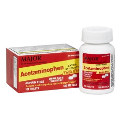 Pain Relief Major® 500 mg Strength Acetaminophen Tablet 100 per Bottle  (1/BT)