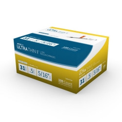 Standard Insulin Syringe with Needle AIMSCO® 0.5 mL 5/16 Inch 31 Gauge NonSafety Ultra Thin Wall  (100/BX)