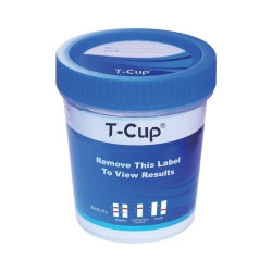Drugs of Abuse Test Kit T-Cup® AMP, BAR, BUP, BZO, COC, mAMP/MET, MDMA, MOP, MTD, OXY, PCP, THC (CR, pH, SG) 25 Tests CLIA Waived  (100/CS)