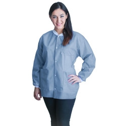 Lab Jacket FitMe™ Ceil Blue Medium Hip Length Disposable  (50/CS)
