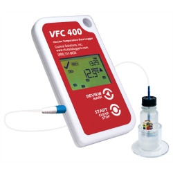 Refrigerator / Freezer Vaccine Data Logger with Alarm Kit LogTag VFC400® Fahrenheit / Celsius -40° to 210°F (-40° to 99°C) Glycol Bottle Probe Multiple Mounting Options Battery Operated  (1/EA)