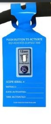 Pre-Printed Label Biomedical Engineering Equipment Labels Blue Push Button to Activate Red Indicates Elasped Time Scope_Serial no_Date Activated_Time Activated_ White 12 Day Indicator Hangtime 2-1/2 X 8-1/2 Inch  (100/PK)