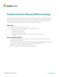 Fact Sheet Signigyhealth Peripheral Artery Disease (PAD) Screening 8 X11 Inch  (24/CS)