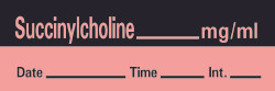 Drug Label Timemed Anesthesia Label Tape Succinylcholine mg/mL Date_Time_Int Fluorescent Red 1/2 X 1-1/2 Inch  (1/RL)
