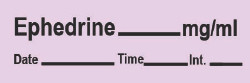 Drug Label Timemed Anesthesia Label EPHEDrine_mg/mL Date_Time_In_ Violet 1/2 X 1-1/2 Inch  (1/RL)