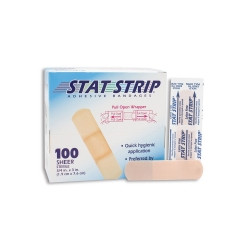 Adhesive Strip American® White Cross Stat Strip® 3/4 X 3 Inch Plastic Rectangle Tan Sterile  (100/BX)