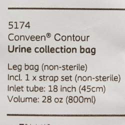 Urinary Leg Bag Conveen® Security+ Anti-Reflux Valve Sterile 800 mL Polyethylene / Flocked  (1/EA)