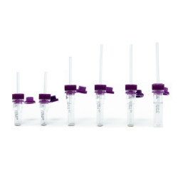 Safe-T-Fill® Capillary Blood Collection Tube K2 EDTA Additive 1.1 mm Diameter 125 µL Purple Pierceable Attached Cap Plastic Tube  (50/PK)