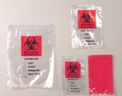 Specimen Transport Bag with Document Pouch Econo-Zip 6 X 9 Inch Zip Closure STAT / Biohazard Symbol / Storage Instructions NonSterile  (50/PK)
