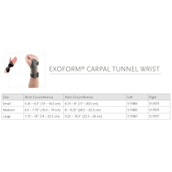 Wrist Splint Ossur® Exoform® Carpal Tunnel Low Profile Plastic / Nylon Right Hand Black / Blue / Gray Small  (1/EA)