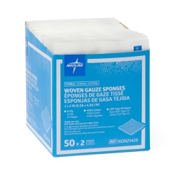 USP Type VII Gauze Sponge 2 X 2 Inch 2 per Pack Sterile 8-Ply Square  (50/BX)