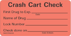 Pre-Printed Label Barkley® Advisory Label Red Crash Cart Check First Drug To Exp Name Of Drug Lock Number Check Done On Black 1-1/2 X 2-15/16 Inch  (1/RL)