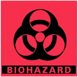 Pre-Printed Label Barkley® Warning Label Fluorescent Red Paper Biohazard / Symbol Black Biohazard 5 X 5 Inch  (1/RL)